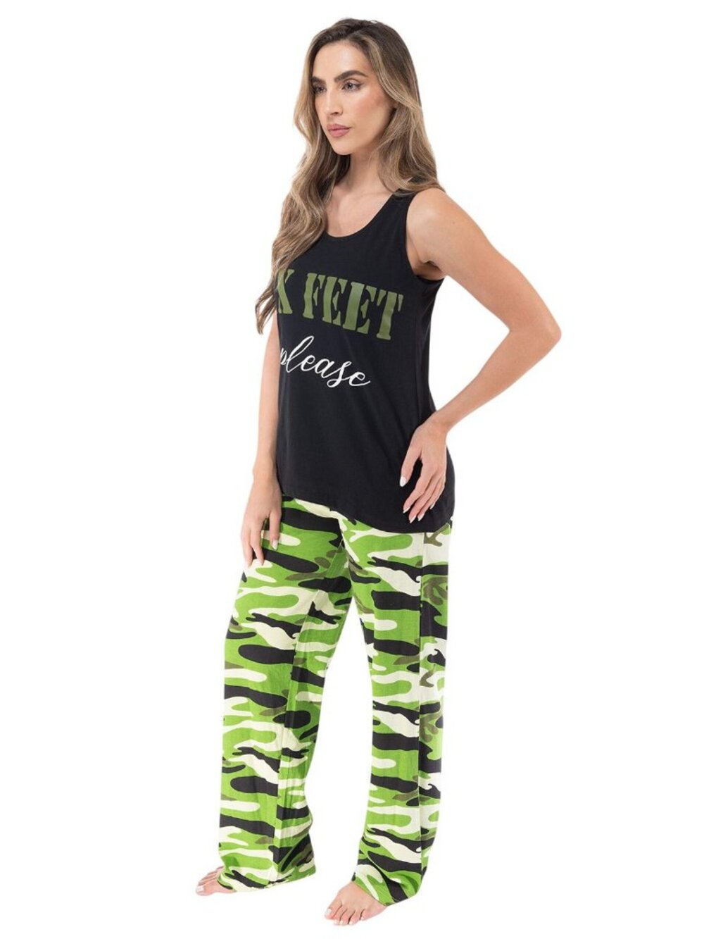 NWT Just Love Sleepwear Tank and Pajama Pants Set 92278971 Camouflage Black M - Picture 2 of 12